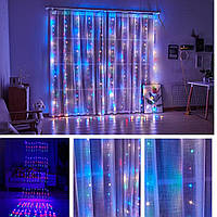 Гірлянда новорічна світлодіодна 360 LED кольорова 3x2м ефект Водоспад 8 режимів