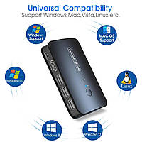 Перемикач KVM свіч 2 порти HDMI USB кнопка для керування кількома ПК з однієї консолі