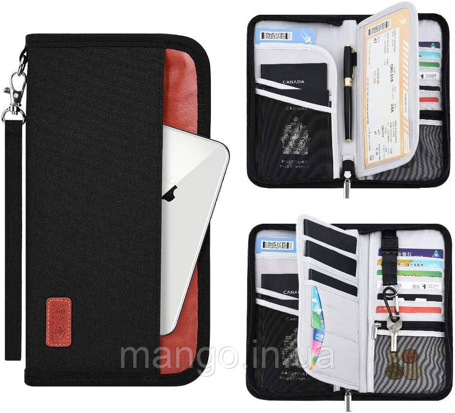 Портмоне-клатч текстильний 17 відділень, гаманець із захистом від зчитування карт, фото 1