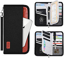 Портмоне-клатч текстильний 17 відділень, гаманець із захистом від зчитування карт