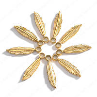 Набір підвісок металевих 80шт, шарми Пір’я, золоті, фурнітура для прикрас