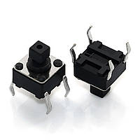 Кнопка тактова мікрик 6x6x7мм, 4 контакти DIP, набір 100шт, радіодеталі