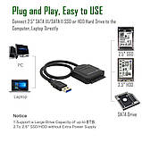 Адаптер USB 3.0 – SATA 2.5/3.5 для HDD SSD швидкість 5Гбіт/с з блоком живлення, фото 8