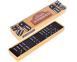 Настільна гра Доміно класичне 28 кісток чорні пластикові фішки в коробці