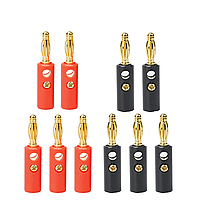 Штекер акустичний банан 4мм, затискний, вилка на кабель, набір 10 шт