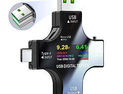 USB тестер Atorch J-7C струму, напруги, ємності, Type-C та MicroUSB, вимірювальний прилад
