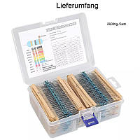 Резисторы MF 1% 1/4 Вт, набор 2600 шт, диапазон 1 Ом–3 МОм, точные, для электроники