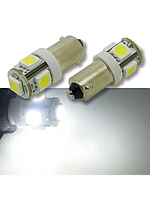 LED лампи BA9S T4W 4+1 SMD 5050, біле світло, набір 2шт для автомобіля, салону, поворотів і підсвітки номера