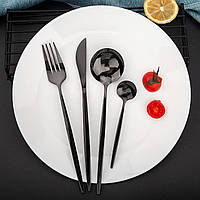 Набір столових приборів на 6 осіб з нержавіючої сталі з чорним покриттям 24 предмети