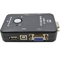 KVM свіч 2 порти VGA + USB, перемикач для керування двома комп’ютерами