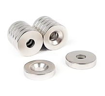 Набір із 10 кріпильних неодимових магнітів 18x4 мм N50 з отвором 5 мм