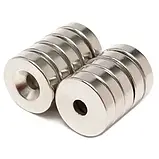 Набір із 10 кріпильних неодимових магнітів 18x4 мм N50 з отвором 5 мм, фото 5
