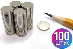 Неодимові магніти 10x1мм N35 сильні круглі набір 100шт для рукоділля, моделювання, майстерні та експериментів
