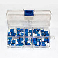 Набір потенціометрів 3296W (50 шт від 500 Ом до 1 МОм)комплект змінних резисторів у пластиковому кейсі.