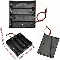 Відсік для 4 акумуляторів 18650, бокс 14.8В із проводами, тримач батарей для Arduino та DIY проєктів