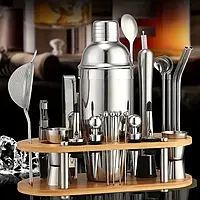 Практичний і стильний набір барного приладдя 16 предметів,шейкер 550мл