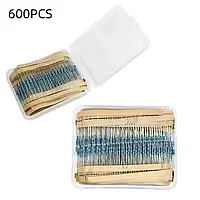 Набір металоплівкових резисторів 1/4 Вт, 600 шт, MF 1%, номінали 10 Ом – 1 МОм