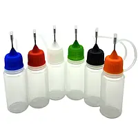 Пляшечка пластикова 5 шт 20 мл із металевим носиком і ковпачком, для рідин та олій