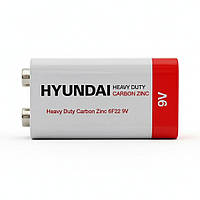 Батарейка «Крона» HYUNDAI Heavy Duty 6F22 9В, сольова, для пультів, іграшок, датчиків та приладів
