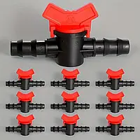 З’єднувальний кран для краплинної трубки 16 мм, пластик, простий монтаж