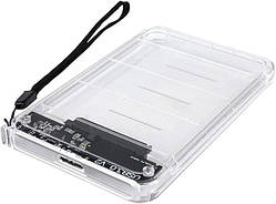 Зовнішній USB 3.0 корпус для 2.5" SATA HDD/SSD, прозорий кейс із синім LED-індикатором