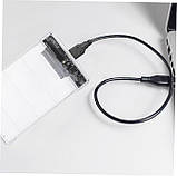 Зовнішній USB 3.0 корпус для 2.5" SATA HDD/SSD, прозорий кейс із синім LED-індикатором, фото 2