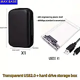 Зовнішній USB 3.0 корпус для 2.5" SATA HDD/SSD, прозорий кейс із синім LED-індикатором, фото 6