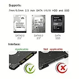 Зовнішній USB 3.0 корпус для 2.5" SATA HDD/SSD, прозорий кейс із синім LED-індикатором, фото 9