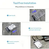 Зовнішній USB 3.0 корпус для 2.5" SATA HDD/SSD, прозорий кейс із синім LED-індикатором, фото 10