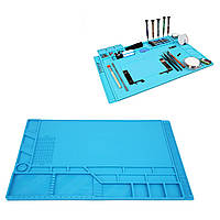 Силіконовий килимок для пайки 55x35 см S-180 термостійкий з магнітними відсіками