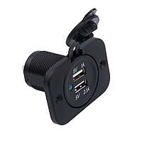Вбудований адаптер у прикурювач авто, 2x USB 5В, зарядний пристрій 1A+2.1A