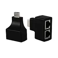 HDMI подовжувач по витій парі RJ45 Cat5e/Cat6 до 30 м, пасивний, Plug & Play, якісна передача відео 1080p