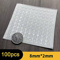 Самоклеючі силіконові накладки-бампони 8x2 мм, прозорі, комплект 100 шт