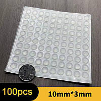 Самоклеючі силіконові накладки-бампони 10x3 мм, прозорі, комплект 100 шт