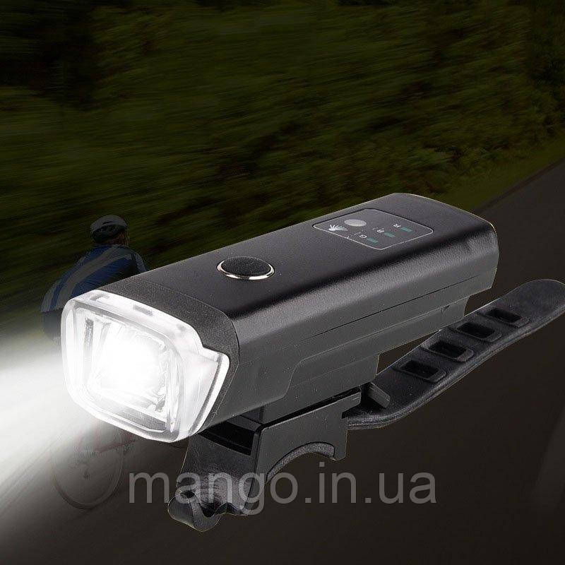 Велосипедний індукційний ліхтар з велодзвінком 120дБ 1800мАч HJ-047B, фото 1