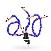 Тримач плат для паяння “третя рука” з 5 гнучкими валах, лупою 3x та LED підсвіткою для електроніки