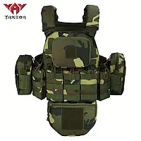 Тактична плитоноска Yakeda Multicam Jungle із підсумками (Quick-Release, 1000D Nylon)