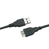 Кабель USB 3.0 – USB Micro-B, 1 м, товстий чорний, для зовнішніх HDD, смартфонів і пристроїв, фото 3