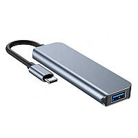USB 3.1 Type-C хаб-розгалужувач на 4 порти USB 3.0/2.0, металевий, підтримка BC1.2