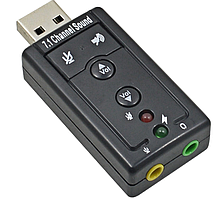USB звукова карта 7.1 з 3D ефектом, регулятор гучності, автономний аудіо контролер