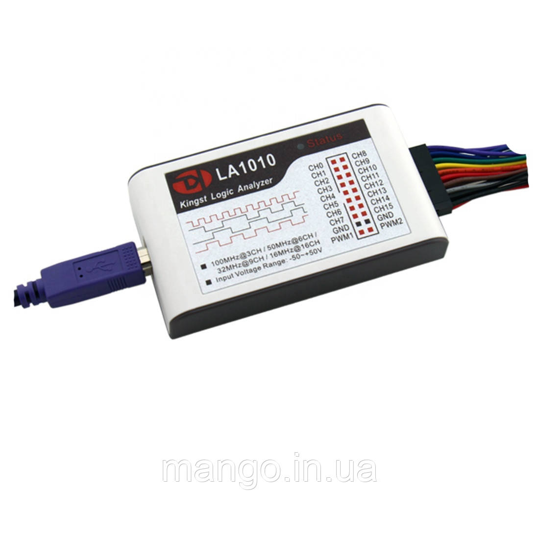 USB Логічний аналізатор 100 МГц 16-канальний Kingst LA1010 для MCU, ARM, FPGA та цифрових схем, фото 1