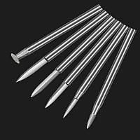 Набір фрез по дереву 6 шт для гравера, хвостовик 2.35 мм, сталь, пластиковий кейс