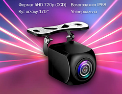 Камера заднього виду 170° врізна IP68, інфрачервоне підсвічування, 12В, чорна, метал