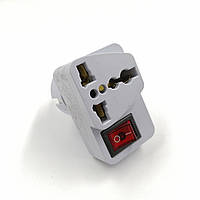 Універсальний перехідник з US/UK/AU на EU вилку з вимикачем, компактний адаптер живлення