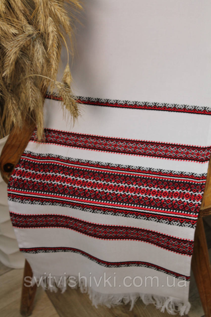 Рушник тканий з червоно-чорним орнаментом (1,80м.* 0,36м.), фото 1
