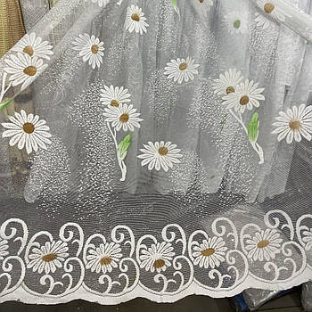 Жакардова тканина для тюлю з вишивкою ALBO висота 1,2м (051-3)