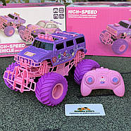 Монстр трак на радіоуправлінні "CANDY MONSTER JEEP" | Машинка на пульті рожева | Джип на радіокеруванні для дівчинки, фото 2