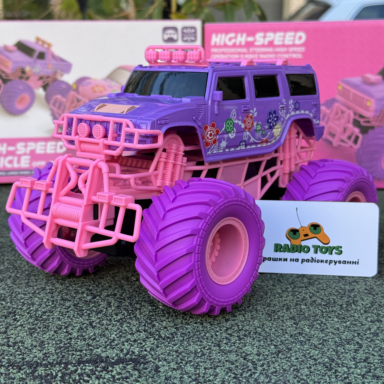 Монстр трак на радіоуправлінні "CANDY MONSTER JEEP" | Машинка на пульті рожева | Джип на радіокеруванні для дівчинки, фото 1