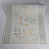 Шпалери вінілові на флізеліні 0.53 × 10.05 м Marburg 56745, бежево-сірі з блакитним відтінком — для спальні, вітальні, коридору, фото 4