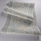 Шпалери вінілові на флізеліні 0.53 × 10.05 м Marburg 56745, бежево-сірі з блакитним відтінком — для спальні, вітальні, коридору, фото 5